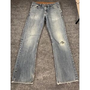 #65 Levi Signature Jeans W30 L30 Vintage Fade Straight Leg Distressed Light Wash